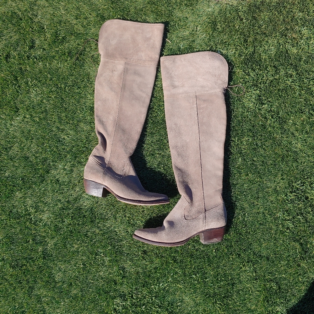 Frye Tan Suede Over The Knee Boots